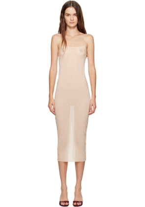 Poster Girl Beige Lace-Up Back Midi Dress