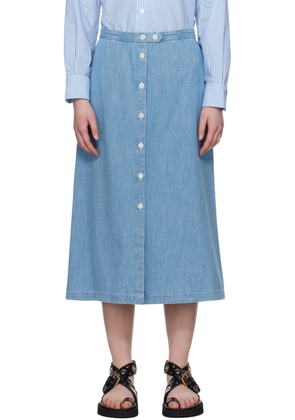 A.P.C. Blue Deauville Denim Midi Skirt