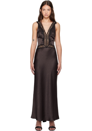 BEC + BRIDGE Brown Allegra Lace Trim Maxi Dress
