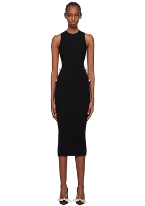MACH & MACH Black Crystal-Cut Midi Dress