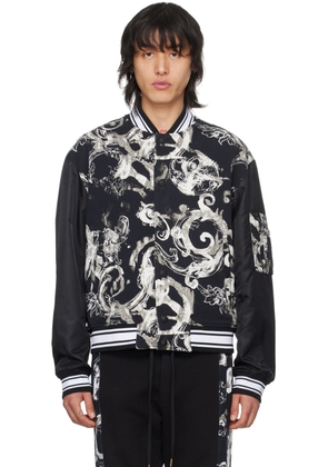Versace Jeans Couture Black Watercolor Bomber Jacket