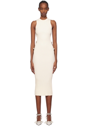 MACH & MACH White Crystal-Cut Midi Dress