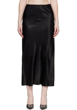 Maison Margiela Black Satin Midi Skirt