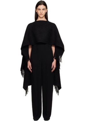 TOTEME Black Fringed Poncho Shawl
