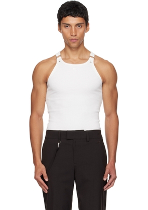Courrèges White Buckle 90's Rib Tank Top