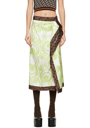 Dries Van Noten Green Draped Midi Skirt