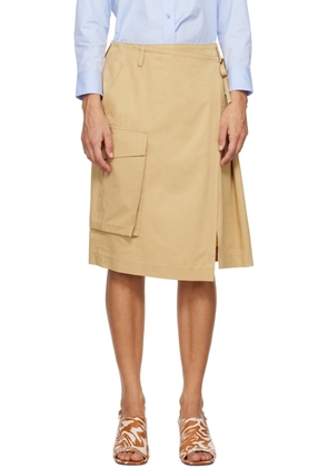 Dries Van Noten Beige Wrap Midi Skirt