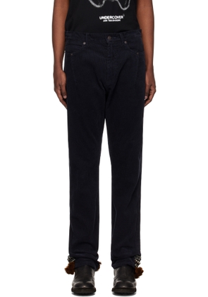 UNDERCOVER Navy Contrast Hem Trousers