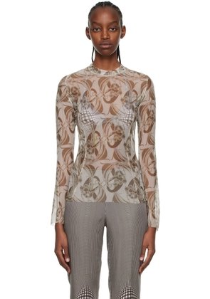 Anne Isabella Off-White & Green Recycled Polyethylene Blouse