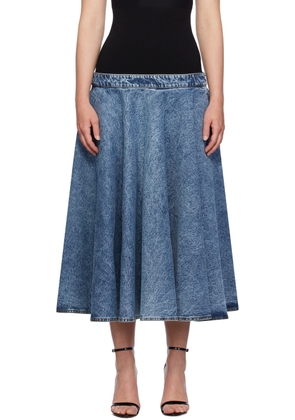 ALAÏA Blue Band Denim Midi Skirt