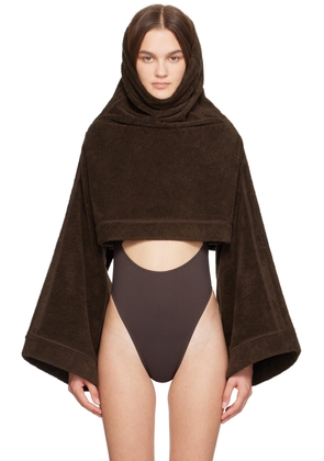 ALAÏA Brown Cropped Hoodie