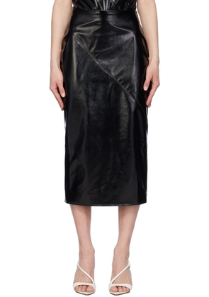 Gauge81 Black Kuana Faux-Leather Midi Skirt
