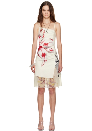 Juliet Johnstone Off-White Asymmetrical Ruched Midi Dress