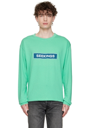 SEEKINGS Green Cotton Long Sleeve T-Shirt