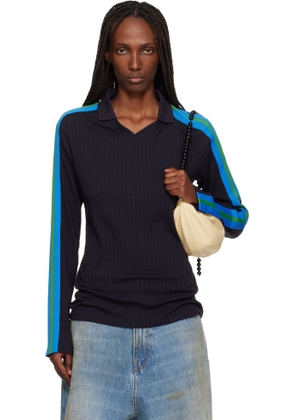 Wales Bonner Navy 'The Roots' Polo