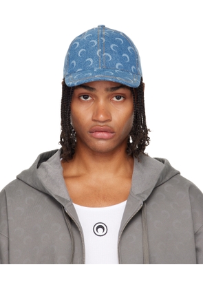 Marine Serre Blue Moon Laser Denim Baseball Cap