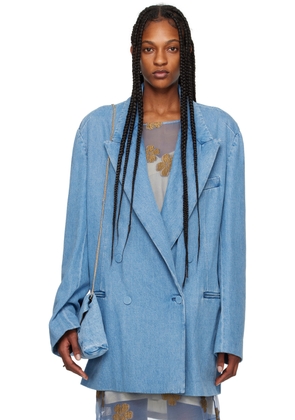 Dries Van Noten Blue Oversized Denim Blazer