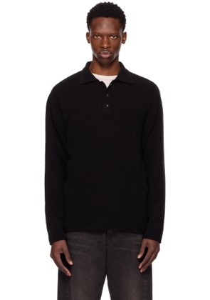 The Elder Statesman Black Heavy Rugby Polo