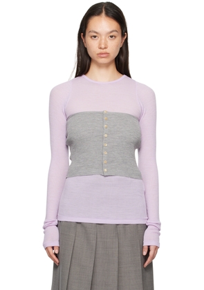 AURALEE Gray Super Fine Wool High Gauge Rib Knit Bandeau Top