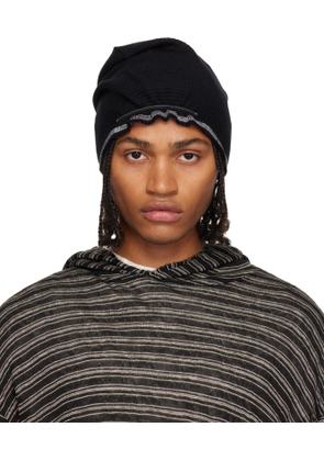 424 Black Elastic Beanie