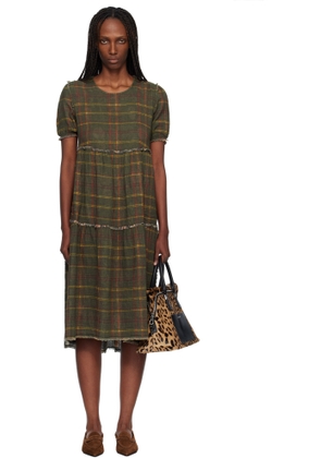 R13 Green Shredded Relaxed Reversible Midi Dress