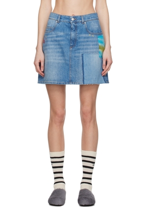 Marni Blue Paneled Denim Miniskirt