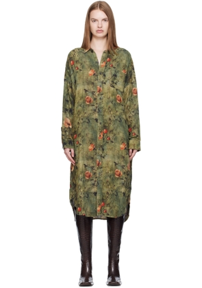 R13 Green Jumbo Reversible Shirt Dress