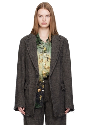 R13 Gray Frayed Edge Ragged Blazer