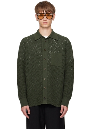 Bottega Veneta Green Cotton Crochet Cardigan