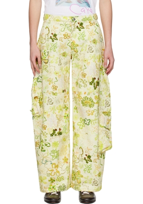 Collina Strada Green Gecko Doodle Lawn Cargo Pants