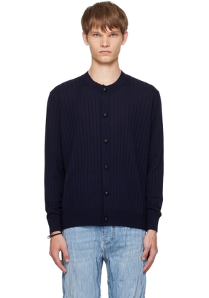 Bottega Veneta Navy Wool Rib Cardigan
