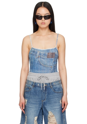 Andersson Bell Blue Trompe L'oeil Bodysuit
