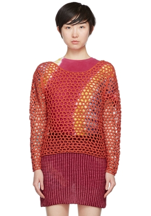 The Elder Statesman Red Open Knit Sweater