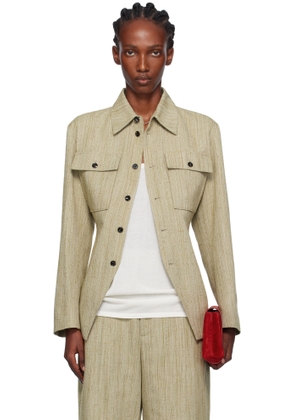 Bottega Veneta Khaki Viscose Silk Shirt Jacket