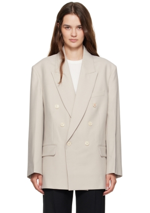 Victoria Beckham Taupe Relaxed Double Breasted Blazer