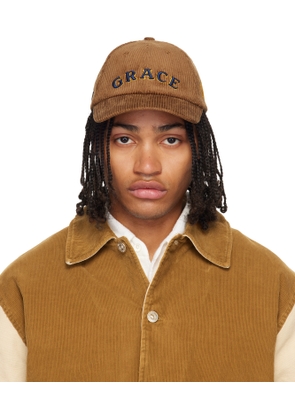 Wales Bonner Tan Grace Corduroy Cap