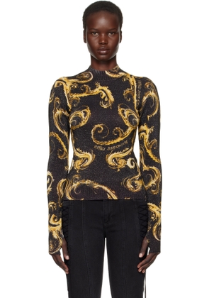 Versace Jeans Couture Black & Gold Chromo Couture Lurex Knit Sweater