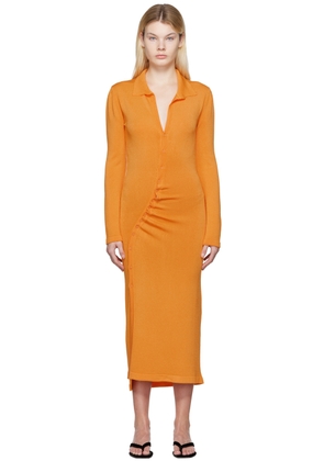 Olēnich Orange Gathered Midi Dress