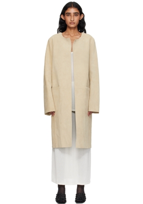 TOTEME Beige Collarless Suede Coat