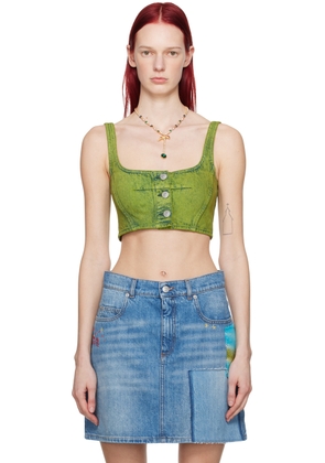 Marni Green Paneled Denim Tank Top