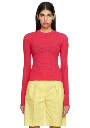 MSGM Pink Crewneck Long Sleeve T-Shirt