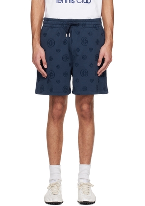 Casablanca Navy Applique Monogram Sweat Shorts