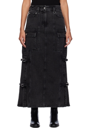 3.1 Phillip Lim Black Cargo Denim Maxi Skirt