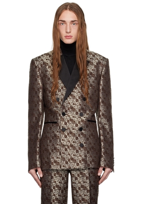 Dries Van Noten Brown Double-Breasted Blazer