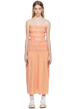 Kenzo Orange & White Kenzo Paris Check Midi Dress