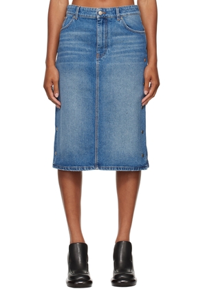 Stella McCartney Blue Snap Denim Midi Skirt