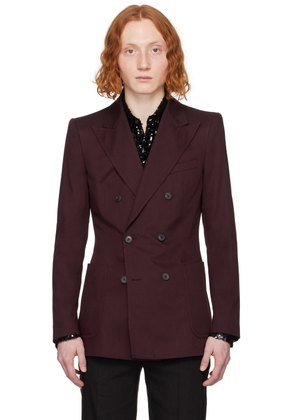 Dries Van Noten Burgundy Peaked Blazer