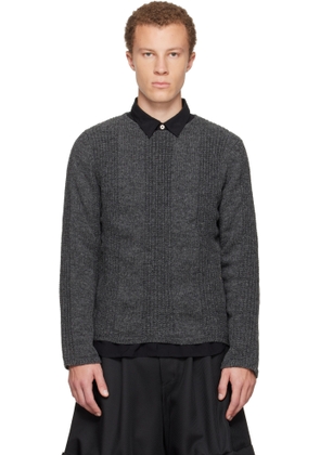 Comme des Garçons Homme Deux Gray Wool Stripe Crewneck Sweater
