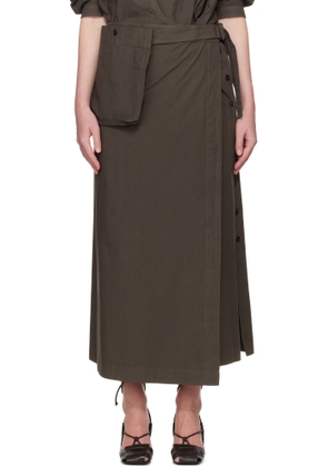 LEMAIRE Brown Buttoned Maxi Skirt