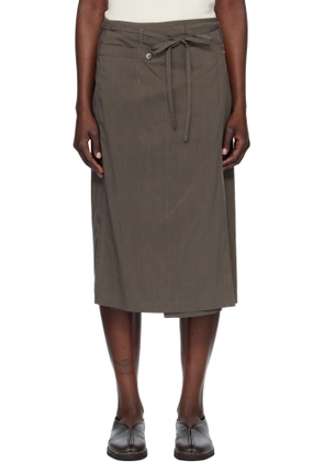LEMAIRE Brown Convertible Midi Skirt